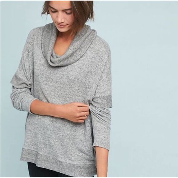 Anthropologie Postmark Gray Lassen Cowl Neck Sweater Women's Small Oversize - Picture 1 of 9